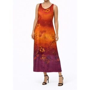 Chico's Maxi Dress Women Sz 1 (US Medium) 100% Silk Sleeveless Resort